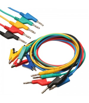 DANIU 5Pcs 1M 4mm Silicone Banana Plug to Crocodile Alligator Clip Test Probe Lead Wire Cable