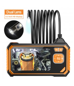 Inskam113  2 Dual  lens 5M Borescope HD 1080P Hard Wire 4 3  inch Large Screen   IP67 Waterproof for Car Sewer Air Conditioner Mechanical Maintenance