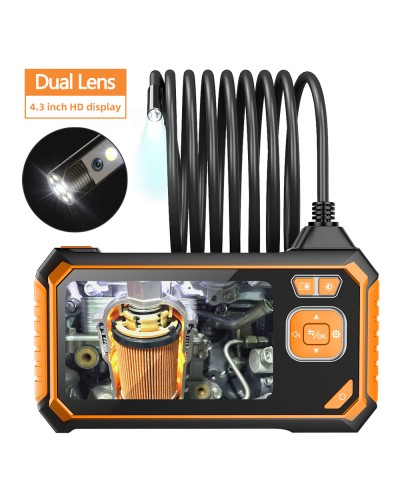 Inskam113  2 Dual  lens 5M Borescope HD 1080P Hard Wire 4 3  inch Large Screen   IP67 Waterproof for Car Sewer Air Conditioner Mechanical Maintenance